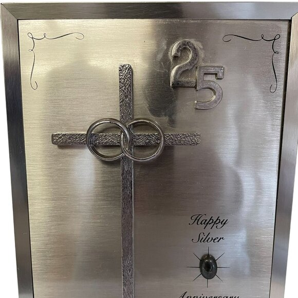 Furtado 25th Happy Silver Anniversary Musical Frame With Cross Giveaways Gray Me - Picture 4 of 16